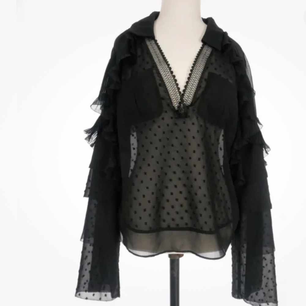 SELF-PORTRAIT Exquisite brand Lace shirt blouse Ruffle long sleeve 🌹 - Picture 1 of 7